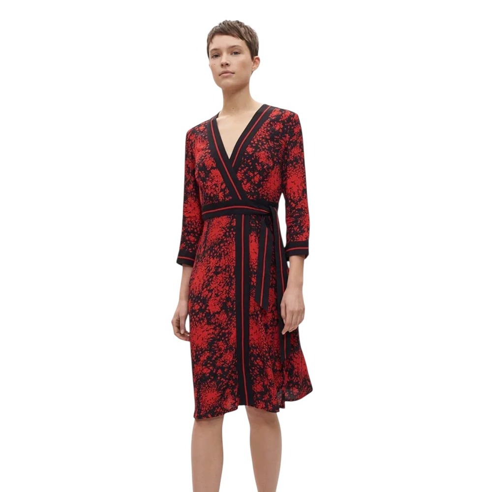 Claudie Pierlot Paris resise crepe midi dress‎ print fonced Print Wrap Dress 38